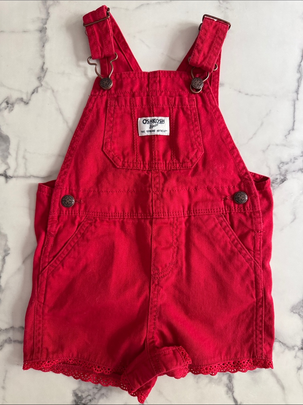 OshKosh B’gosh Cotton Overall Shorts  Lace Trim 18mos